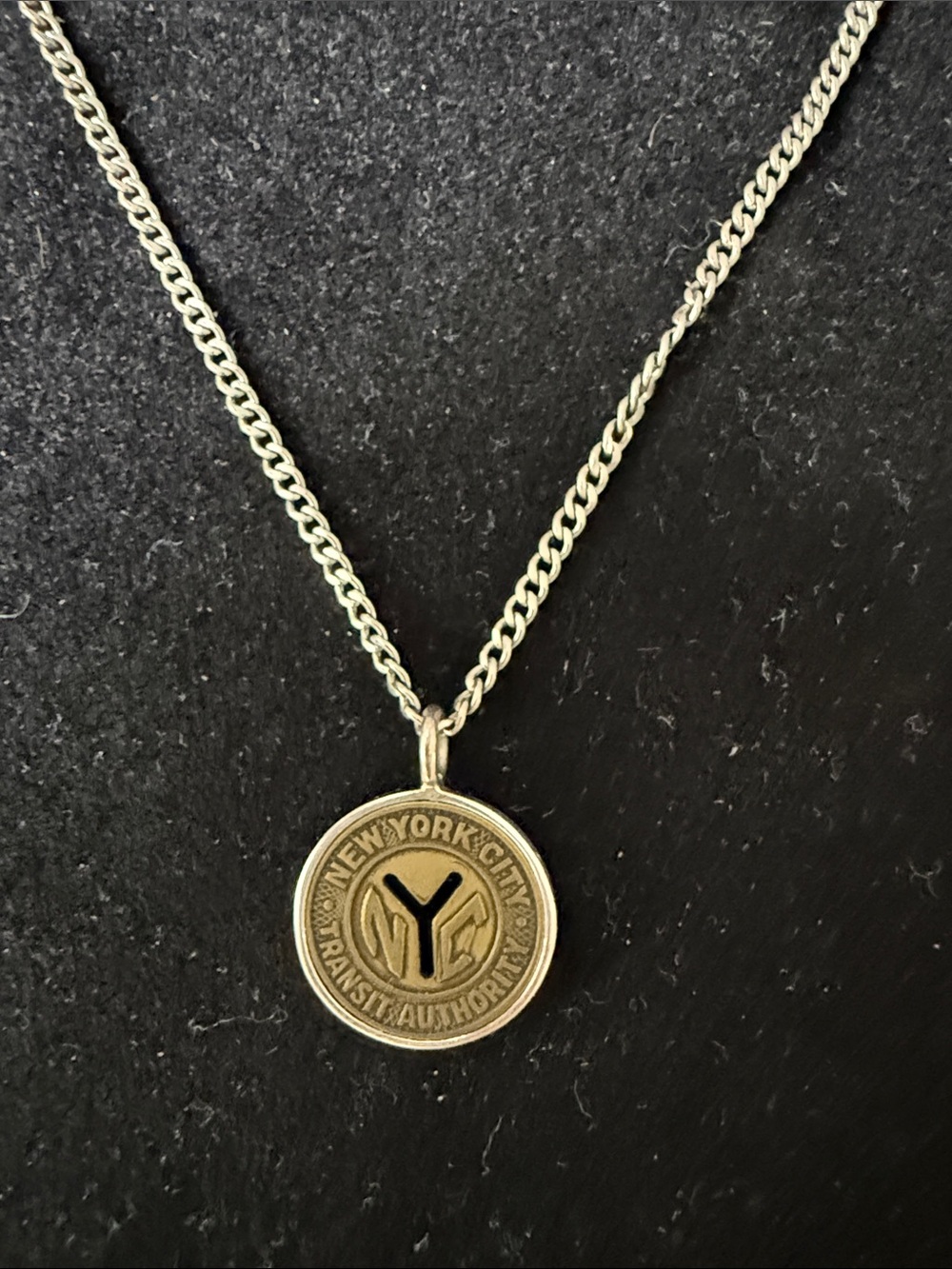 New York City Transit Authority Gold Pendant Necklace